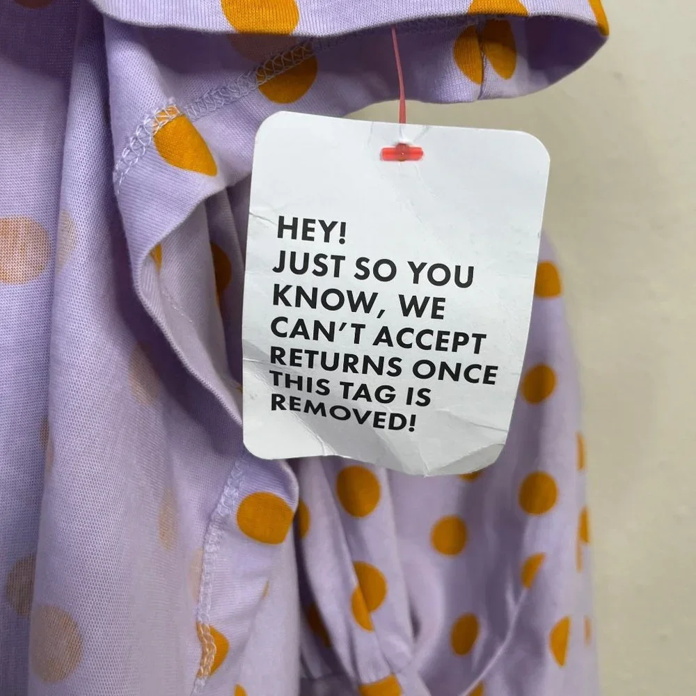 ASOS Design Women's Baby Doll Dress Size 0 Lilac Polka Dot Tie Oversized - Picture 10 of 12